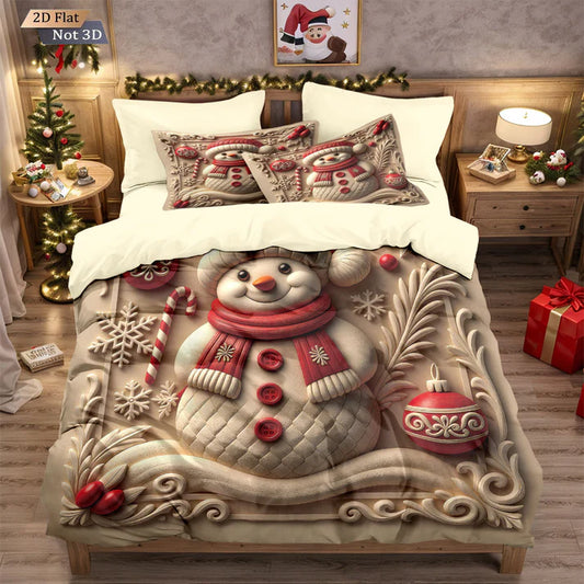🎄 NU 50% KORTING! ✨ Feestelijke kerstset van 3-delige dekbedovertrekken - zacht geborsteld polyester met kerstmotieven voor een gezellige seizoensdecoratie 🛏️❤️