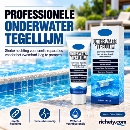 🧱🌊 Sterke onderwater tegellijm | Directe hechting onder water | Snelhardend | Water- en vochtbestendig | Anti-vergelend | Voor zwembad, badkamer & meer | 30/60 ml.