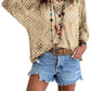 🌸 Beige gehaakte top voor dames, bohemian geïnspireerd, met V-hals – Ademend, losse pasvorm en ideaal voor zomerse dagen ☀️