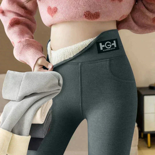 Modieuze thermische kasjmier slim-broek voor dames