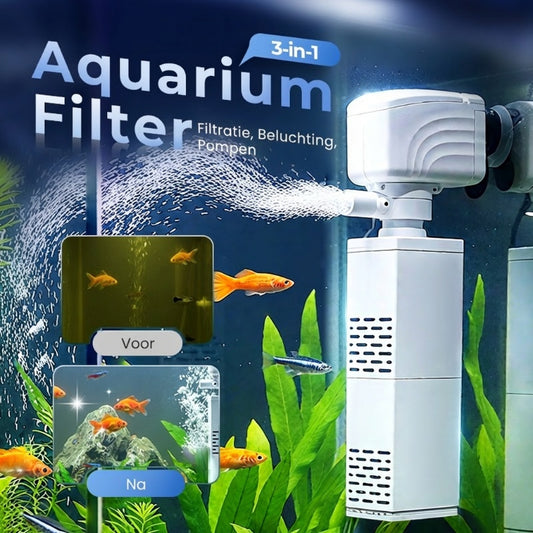 🌊✨3-in-1 Aquariumfilter – Filtratie, Zuurstoftoevoer & Waterpompen🐠