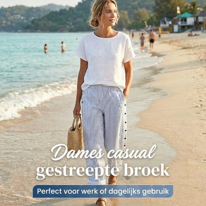 ☀️Beperkte voorraad | Franse designer gestreepte broek 👖💙 – zijzakken, licht & comfortabel, voor een moeiteloze elegantie! ✨🌸