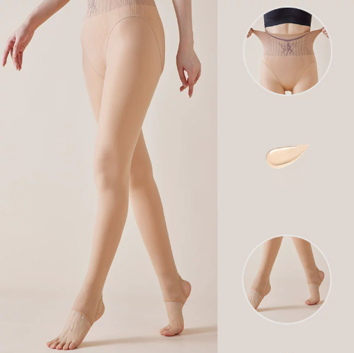 Dames panty met hoge taille, voering van pluche en buikcorrigerende werkin