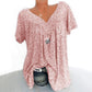 🌸Katoenen shirt met korte mouwen, V-hals en print