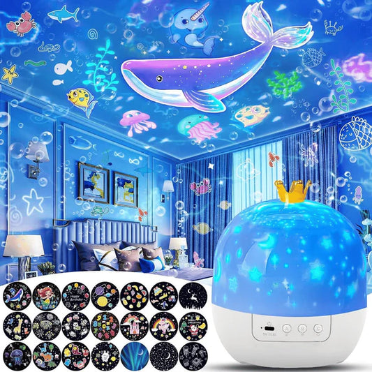 🎃👻LAATSTE DAG PROMOTIE - 50% KORTING💜Projector Nachtlampje voor Kinderen 15 Sets Films🔋Type-C Opladen
