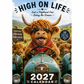 2027 Grappige Hooglandrund Kalender | A4 Wandkalender | Ontworpen door Isabel Kline