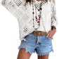 🌸 Beige gehaakte top voor dames, bohemian geïnspireerd, met V-hals – Ademend, losse pasvorm en ideaal voor zomerse dagen ☀️