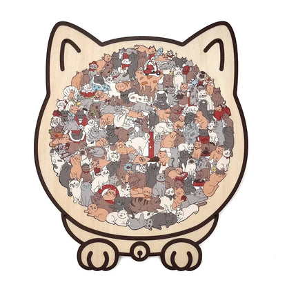 🎁Kerstuitverkoop 49% KORTING🎅 Houten katvormige puzzel van 135 stukjes Morandi-Color