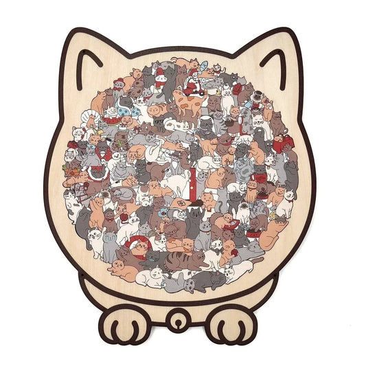 🎁Kerstuitverkoop 49% KORTING🎅 Houten katvormige puzzel van 135 stukjes Morandi-Color