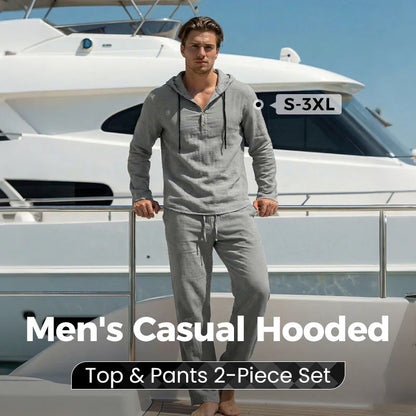 🔈🔈TIJDELIJKE AANBIEDING - 50% KORTING🔥 Heren casual top met capuchon en broek, 2-delige set