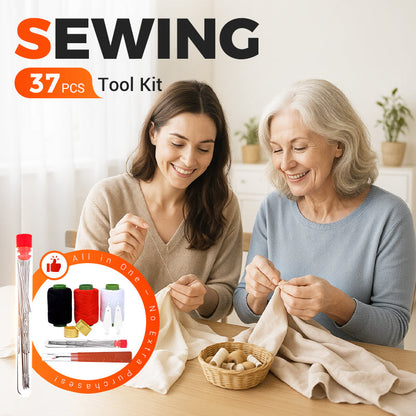 🧵🎁 50% KORTING! Nooit meer kleding weggooien door een losse naad of ontbrekende knoop! Deze 37-delige naaiset repareert alles direct – compleet, draagbaar en perfect cadeau voor elk huishouden!