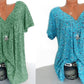 🌸Katoenen shirt met korte mouwen, V-hals en print