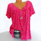 🌸Katoenen shirt met korte mouwen, V-hals en print