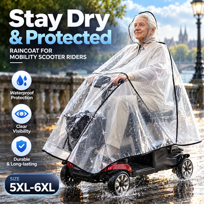 Extra grote, verdikte waterdichte PVC-beschermhoes en regenponcho voor scootmobielen en elektrische vierwielers