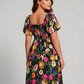 ⏰Zomeruitverkoop 50% KORTING 💃Gebloemde midi-jurk met gesmockte vierkante hals en zakken
