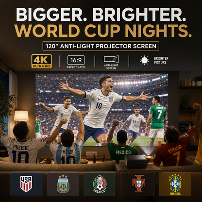 ⚽️⚽️WK Mega Sale – 50% Korting 🔥 Verlicht Projectiescherm (16:9) 🎥