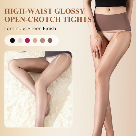 ✨Koop 1 Krijg 1 Gratis✨ Hoge Taille Glanzende Open-Kruis Panty