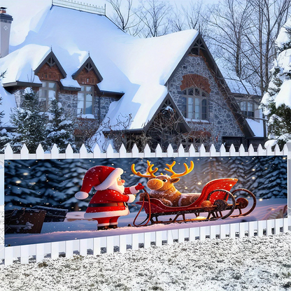 ⏳ Tijdelijke aanbieding⏳ Kerstbanner voor buiten van polyester, 13 ontwerpen en 2 formaten