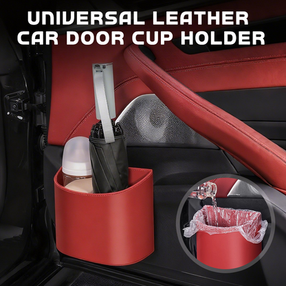🥳2026 HOT SALE🥳💞50K+ VERKOCHT!🚗🧺 53% KORTING! Lederen autodeur bekerhouder – Brede opening, gemakkelijk bereikbaar voor drankjes en telefoon. Stevige clipbevestiging. Gemaakt van duurzaam PU-leer, sterk & stijlvol. 🛡️✨