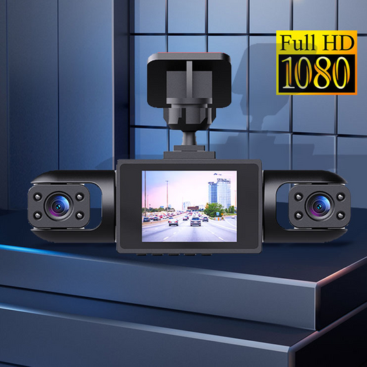 🚗 NU 50% KORTING! 📹 Dashcam voor in de auto met 4 lenzen en 360°-zicht – rondom opnemen, nachtzicht en loopopname ⚡