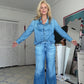 📢📢 50% KORTING!! ⏰ 2-delig pyjamas-set in imitatie-denim voor dames