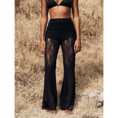 Elegante kanten flared broek met high-waisted design