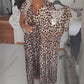 Damesjurk met V-hals en luipaardprint