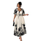👗 50% KORTING NU! 🌿 Zachte Botanische Print V-Hals Midi Jurk – Elegant, Lichtgewicht & Veelzijdig voor Elke Gelegenheid 🌸