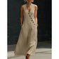 📢📢50% KORTING!!!⏰ Mouwloze dames maxi-jurk met V-hals en zakken