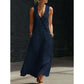 📢📢50% KORTING!!!⏰ Mouwloze dames maxi-jurk met V-hals en zakken