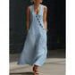 📢📢50% KORTING!!!⏰ Mouwloze dames maxi-jurk met V-hals en zakken