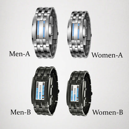 ⌚ NU 50% KORTING! 🤓 Cyberpunk Binary LED-horloge – “Only Geeks Get It” – Futuristisch, uniek en opvallend met blauw LED-display 💙