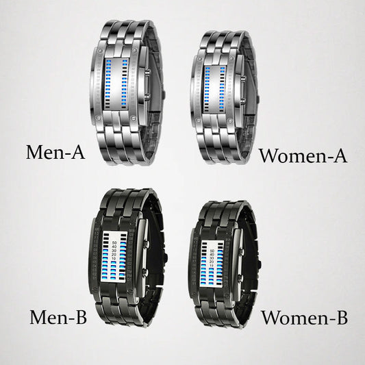 ⌚ NU 50% KORTING! 🤓 Cyberpunk Binary LED-horloge – “Only Geeks Get It” – Futuristisch, uniek en opvallend met blauw LED-display 💙