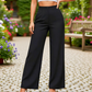 Dames Effen Kleur Casual Broek met Wijde Pijpen