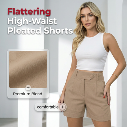 Dames hoge-taille geplooide short