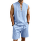 🧵 TIJDELIJKE ACTIE 50% KORTING! ✨ Heren linnen sluitloos setje – Top & Shorts, Riem veter, 7 kleuren ☀️