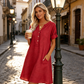 👗Casual tuniekjurk voor dames met V-hals en zakken