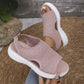 Ademende plateau-sandalen van gebreid materiaal voor dames