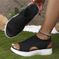 Ademende plateau-sandalen van gebreid materiaal voor dames