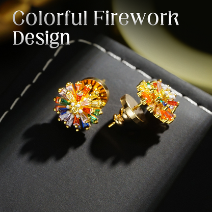 ✨ TIJDELIJKE AANBIEDING 50% KORTING! ✨ Kleurrijke vuurwerk-oorknopjes – Cubic Zirconia, 18K verguld, feestelijk 🎆