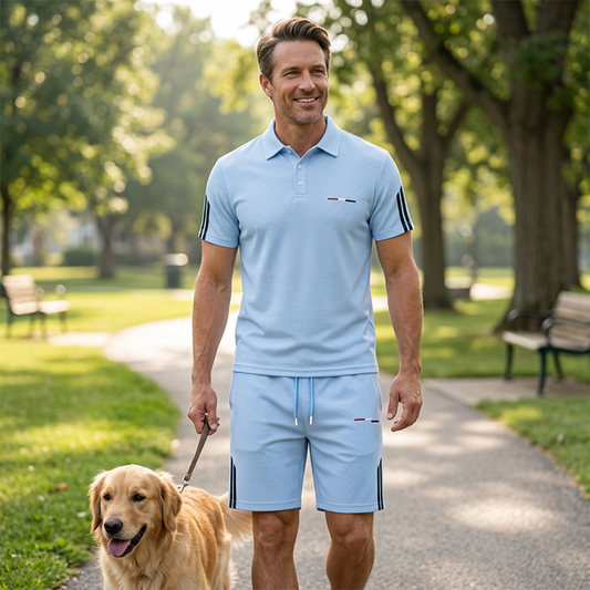 🏆 Laatste dag uitverkoop! 50% korting. 🔥 Casual set met korte mouwen en korte broek voor heren.