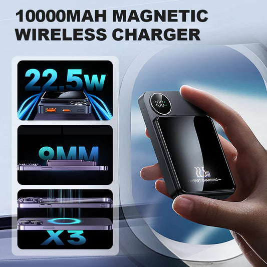 🔋✨Professionele Magnetische Oplader voor Reizigers & Professionals 🧲 | 22,5W Bedraad & 15W Draadloos | 10.000 mAh | Snelle Levering💥