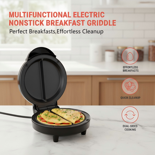 🍳 Nu 50% korting! 🔥 Multifunctionele elektrische ontbijtplaat met antiaanbaklaag – Antiaanbaklaag, gelijkmatige verhitting & veelzijdig in gebruik – Perfect voor pannenkoeken, eieren & een compleet ontbijt 🥞