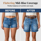 Bermuda-denimshort voor dames met middelhoge taille en zakken
