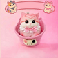 🐱🎀 Zachte Kattenknuffel met Slow-Rebound Effect – Schattige Pluche Kat met Roze Strik & Kanten Kraag