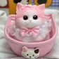 🐱🎀 Zachte Kattenknuffel met Slow-Rebound Effect – Schattige Pluche Kat met Roze Strik & Kanten Kraag