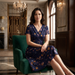 👗Damesjurk met V-hals, bloemenprint en gedraaide taille