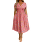 👗Damesjurk met V-hals, bloemenprint en gedraaide taille