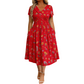 👗Damesjurk met V-hals, bloemenprint en gedraaide taille