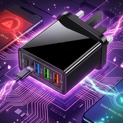 🔌 50% korting! 4-poorts USB-lader – 10W intelligent verdeeld, laad 4 apparaten tegelijk. Compact & universeel voor thuis & reis! ⚡✨